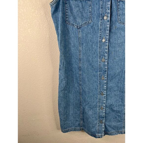 New York Jeans Sleeveless Denim Dress With Button-Front & Pockets Sz 12 - Picture 4 of 14